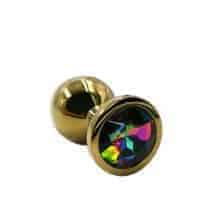 Анальная пробка Kanikule Small, золотистая с радужным кристаллом. Нет в наличии Анальная пробка Kanikule Small, золотистая с радужным кристаллом