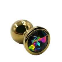 Анальная пробка Kanikule Small, золотистая с радужным кристаллом
