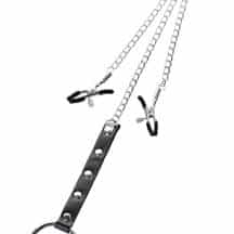 Зажимы для сосков с кольцом для пениса Toyfa Theatre, серебристо-черные