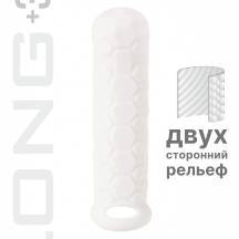 Удлиняющая насадка Lola Games Homme Long с подхватом мошонки М, белая