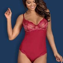 Боди Obsessive Rosalyne teddy, Бордовый, L/XL