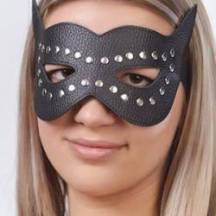 Маска с прорезями для глаз Sitabella из натуральной кожи, черная