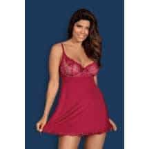 Сорочка Obsessive Rosalyne babydoll, Бордовый, S/M Сорочка Obsessive Rosalyne babydoll, Бордовый, S/M