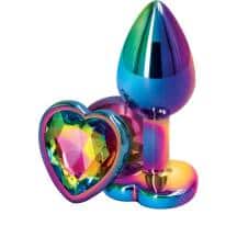 Анальная пробка NS Novelties Rear Assets Heart S с кристаллом, разноцветная