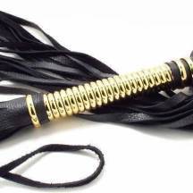 Плетка из натуральной кожи золото