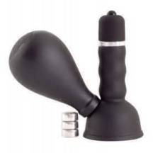 Вибратор на cосок с грушей Toyfа Black&Red, черный