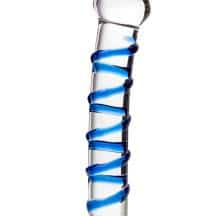 Фаллоимитатор Sexus Glass с синей спиралью, бесцветный, 17 см Фаллоимитатор Sexus Glass с синей спиралью, бесцветный, 17 см