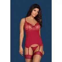 Корсеты Obsessive Rosalyne corset, Бордовый, L/XL