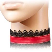 Ошейник с чёрным кружевом Подиум, красный