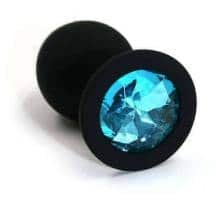 Анальная пробка из силикона с голубым кристаллом Kanikule, черная. Нет в наличии Анальная пробка из силикона с голубым кристаллом Kanikule, черная