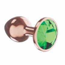 Анальная пробка Lola Games Shine Small, розовое золото с зелёным кристаллом Анальная пробка Lola Games Shine Small, розовое золото с зелёным кристаллом