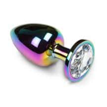 Анальная пробка Пикантные Штучки разноцветная с бесцветным кристаллом, большая. Нет в наличии Анальная пробка Пикантные Штучки разноцветная с бесцветным кристаллом, большая