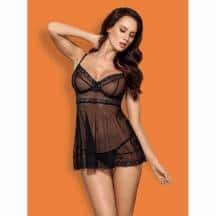 Комплект бэбидолл с трусиками черный Obsessive, L/XL. Нет в наличии Комплект бэбидолл с трусиками черный Obsessive, L/XL
