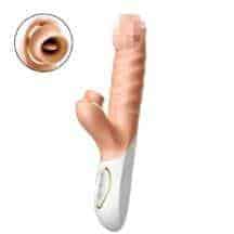 Фрикционный вибратор-кролик с вакуумным стимулятором-язычком Erocome Cassiopeia, телесный Фрикционный вибратор-кролик с вакуумным стимулятором-язычком Erocome Cassiopeia, телесный