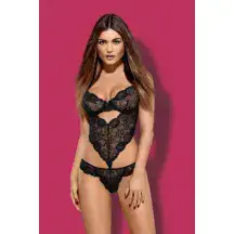 Боди Obsessive Alluria teddy, Чёрный, L/XL