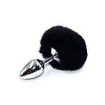 Металлическая анальная пробка Kanikule с черным заячьим хвостиком, S Металлическая анальная пробка Kanikule с черным заячьим хвостиком, S