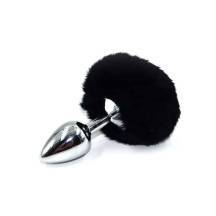 Металлическая анальная пробка Kanikule с черным заячьим хвостиком, S Металлическая анальная пробка Kanikule с черным заячьим хвостиком, S