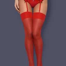 Чулки Obsessive S 800 stockings Red, Красный, L/XL