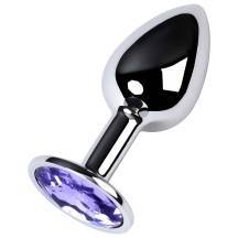 Анальная пробка Metal by Toyfa c фиолетовым кристаллом, серебристый