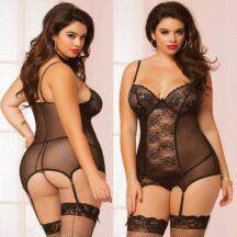 Кружевное Бюстье Seven`til Midnight с Трусиками - XL, черный. Нет в наличии Кружевное Бюстье Seven`til Midnight с Трусиками - XL, черный