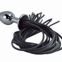 Анальная пробка Sitabella с плетью, серебристая