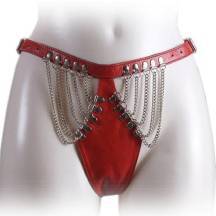 Трусики женские на цепочках красные, OS