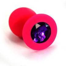 Анальная пробка из силикона с фиолетовым кристаллом Kanikule, розовая
