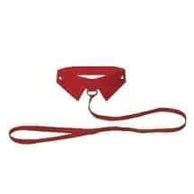 Кожаный воротник с поводком Red OUCH!