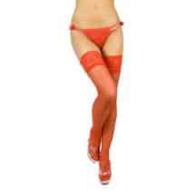 Чулки с широкой кружевной резинкой на силиконе, красные - L. Нет в наличии Чулки с широкой кружевной резинкой на силиконе, красные - L