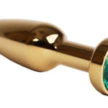 Анальная пробка 4sexdream, золотистая с зеленым кристаллом