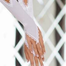 Перчатки атласные короткие SoftLine Collection, белый, S/L