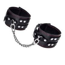 Оковы с двумя ремнями и черной подкладкои Pecado BDSM, натуральная кожа, черные