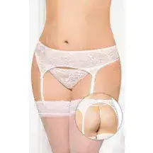 Пояс для Чулок и Стринги Soft Line кружевные белые, XL