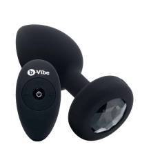 Вибропробка b-Vibe Jewel M/L с пультом ДУ, черная с черным кристаллом Вибропробка b-Vibe Jewel M/L с пультом ДУ, черная с черным кристаллом