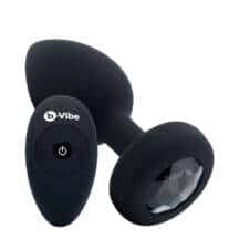 Вибропробка b-Vibe Jewel M/L с пультом ДУ, черная с черным кристаллом Вибропробка b-Vibe Jewel M/L с пультом ДУ, черная с черным кристаллом