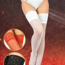 Чулки Soft Line с кружевной резинкой белые, XL