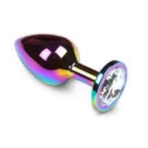 Анальная пробка Пикантные Штучки разноцветная с бесцветным кристаллом, средняя