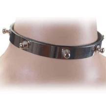 Ошейник декорированный штырьками Подиум, серебристый