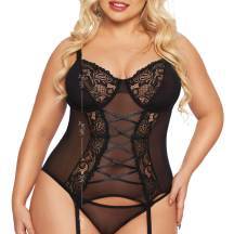 Корсет и стринги Softline Collection Brenda, черные, XL