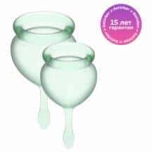 Менструальные чаши Satisfyer Feel Good, 2 шт в наборе, светло-зелёный