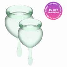 Менструальные чаши Satisfyer Feel Good, 2 шт в наборе, светло-зелёный Менструальные чаши Satisfyer Feel Good, 2 шт в наборе, светло-зелёный