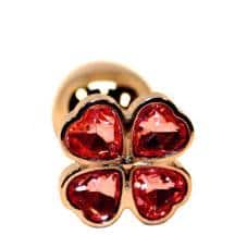 Анальная пробка 4sexdream, золотистая с красным кристаллом цветком