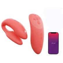 Сенсорный вибромассажер для пар We-Vibe Chorus с пультом ДУ, коралловый Сенсорный вибромассажер для пар We-Vibe Chorus с пультом ДУ, коралловый