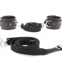 Набор для фиксации на кровать BDSM Арсенал с шипами и контрастной строчкой, черный