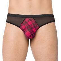 Трусы мужские с клетчатой вставкой SoftLine Collection, чёрный-красный, M/L