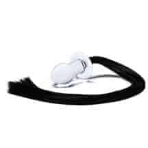 Стеклянная анальная пробка Glas с черным хвостом, бесцветный Стеклянная анальная пробка Glas с черным хвостом, бесцветный