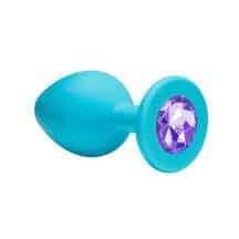 Анальная пробка Lola Games Emotions Cutie Small, голубая с сиреневым стразом