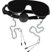Маска с кляпом ORION Mask with Ball Gag & Nipple Clamps