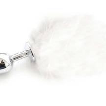 Анальная пробка 4sexdream с белым хвостом, серебристый