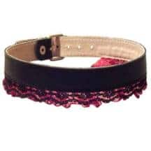 Ошейник с чёрно-бордовым кружевом, чёрный, размер универсальный, Подиум
